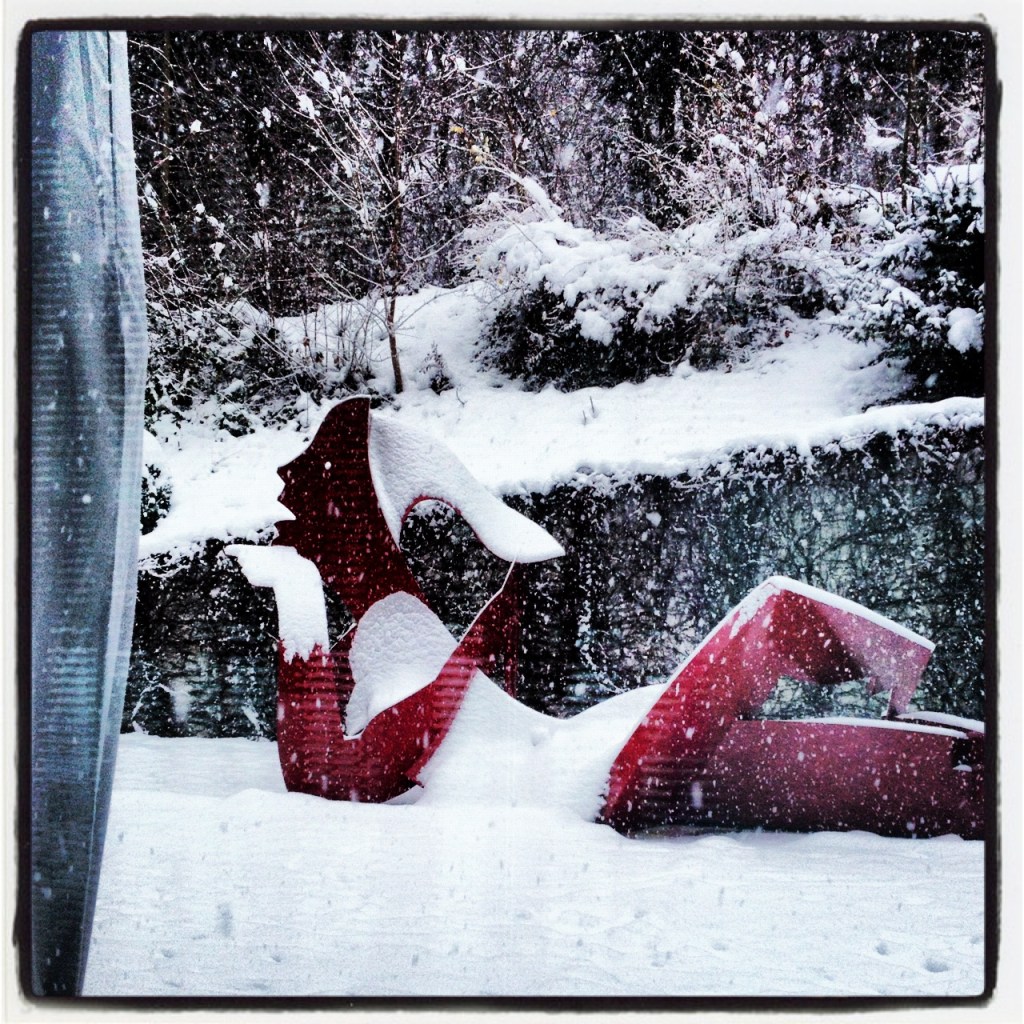 Outdoor art intsallation under snow at The Dolder Grand